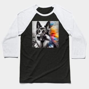 Colorful Gaze: German Shepherd Charm, Cute German Shepherd Baseball T-Shirt